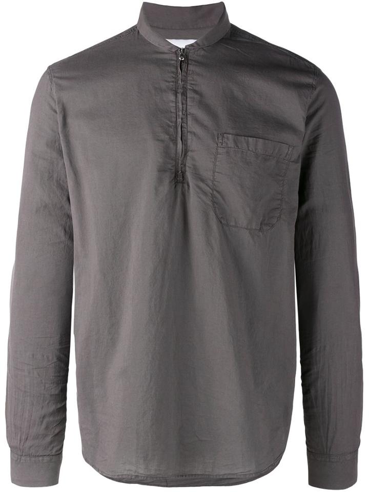 Our Legacy Mandarin Zip Collar Shirt, Men's, Size: 52, Brown, Cotton