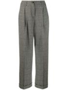 Twin-set Checked Wide-leg Trousers - Grey