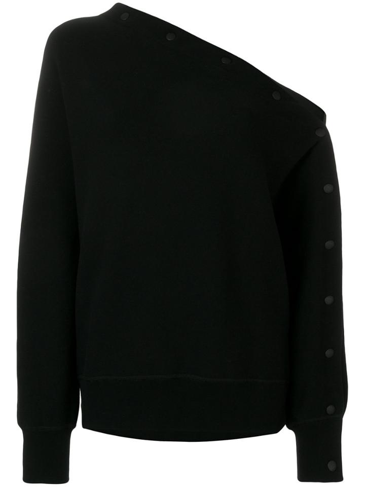 Rag & Bone One Shoulder Button Detailed Sweatshirt - Black