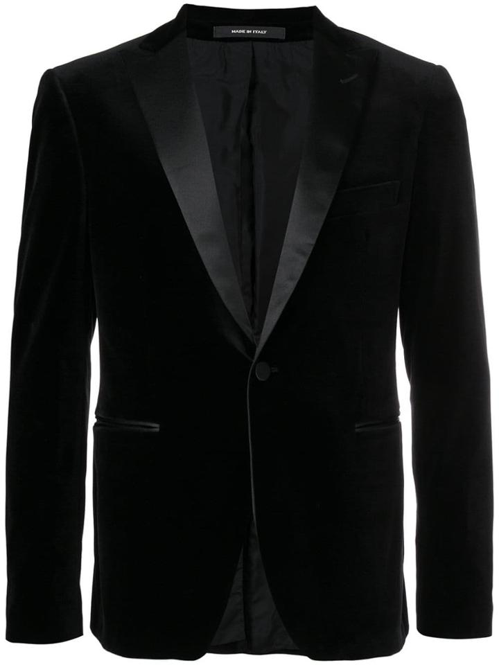 Tagliatore Textured Smoking Jacket - Black
