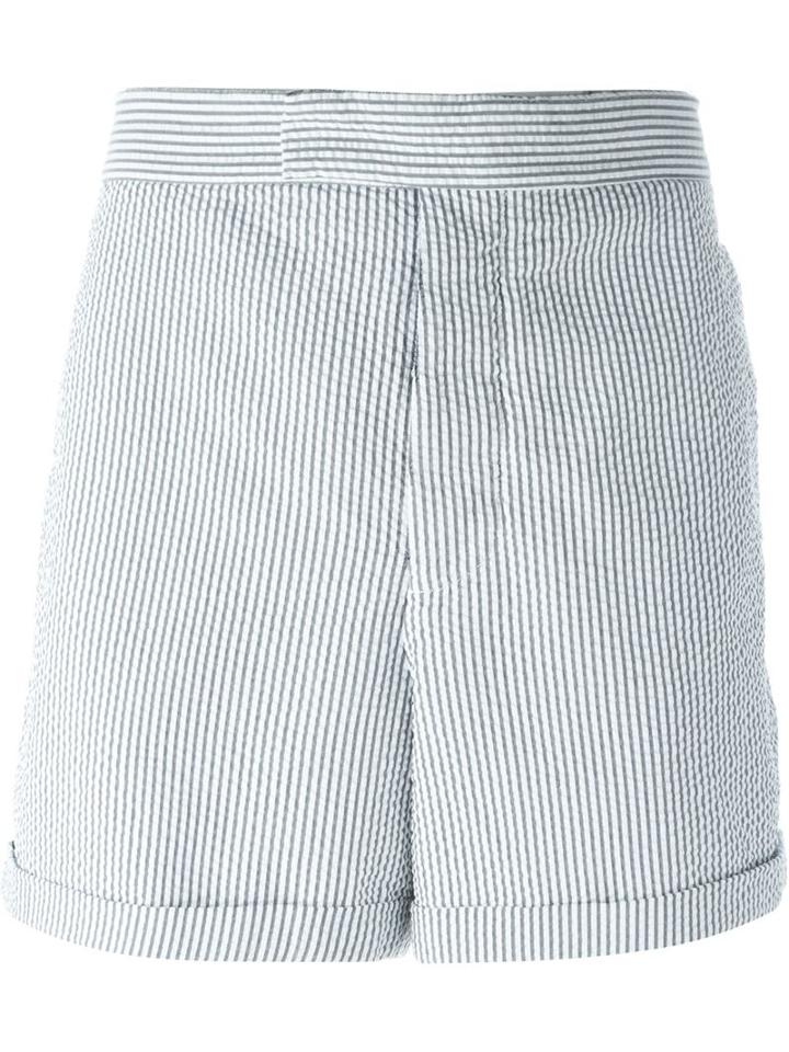 Moncler Gamme Bleu Striped Shorts, Men's, Size: 2, Grey, Cotton
