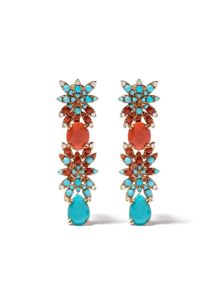 Pasquale Bruni 18kt Yellow Gold Ghirlanda Diamond Gemstone Earrings