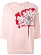 P.a.r.o.s.h. Sequin Flower Cropped Sleeve Sweatshirt - Pink & Purple