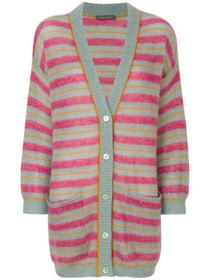 Alberta Ferretti Striped V-neck Cardigan - Multicolour
