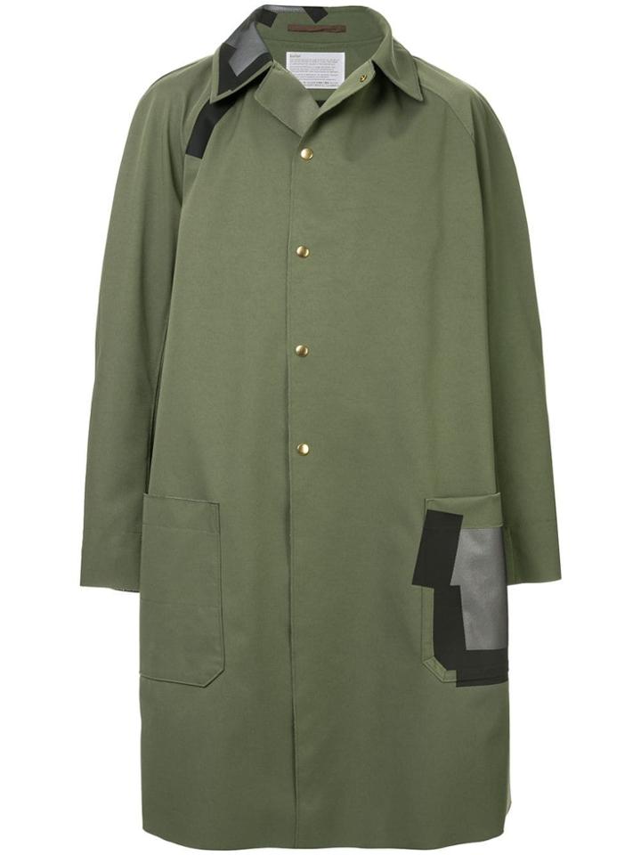 Kolor Contrast-patch Parka Coat - Green