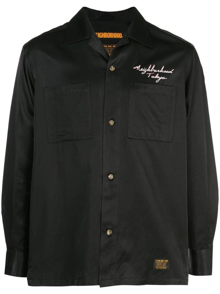 Neighborhood Rear Embroidery Buttoned Shirt - Black