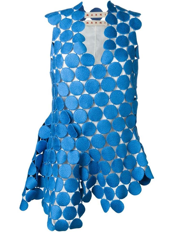 Marni Dot In Macramé Top, Women's, Size: 42, Blue, Cotton/viscose