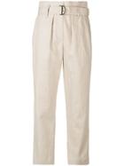 Brunello Cucinelli Cropped Belted Trousers - Neutrals