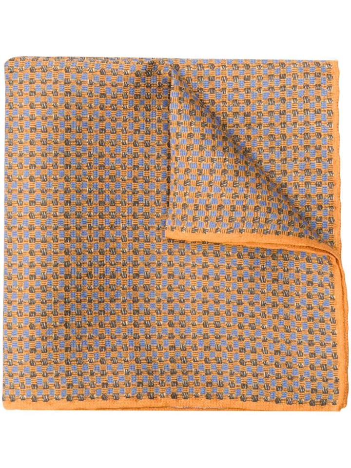 Canali Printed Pocket Square Scarf - Brown