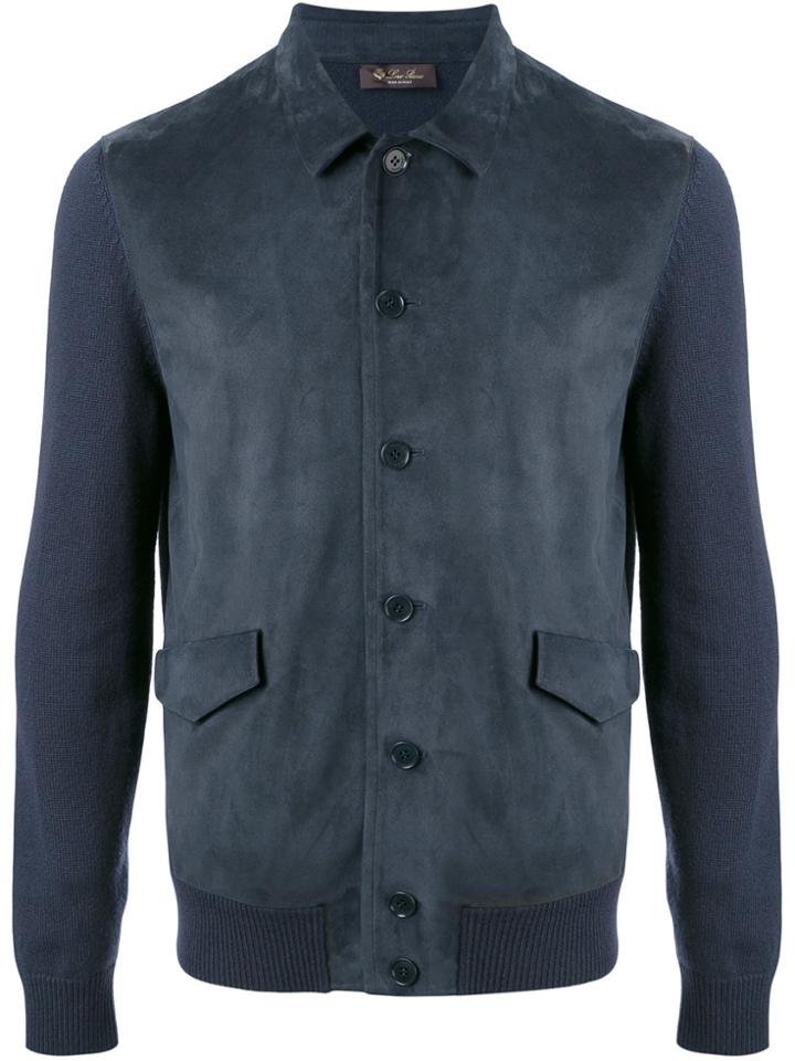 Loro Piana Contrast Sleeve Bomber Jacket - Blue