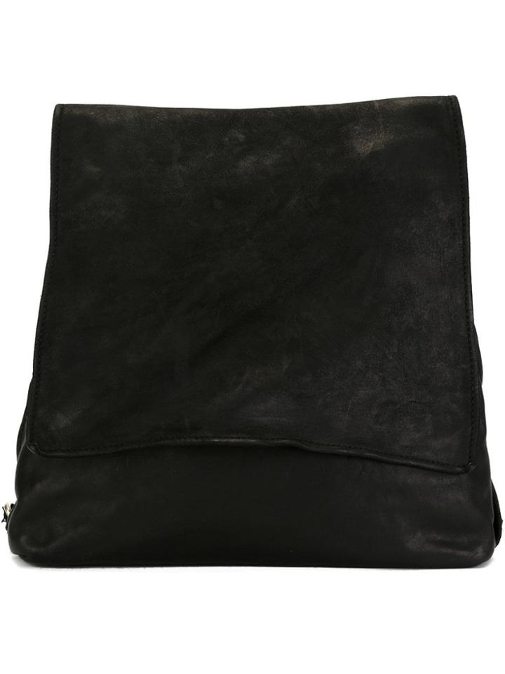 Guidi Full Grain Flat Square Backpack - Black