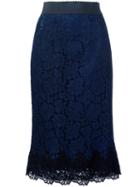 Dolce & Gabbana Lace Skirt, Women's, Size: 40, Blue, Silk/cotton/polyamide/spandex/elastane