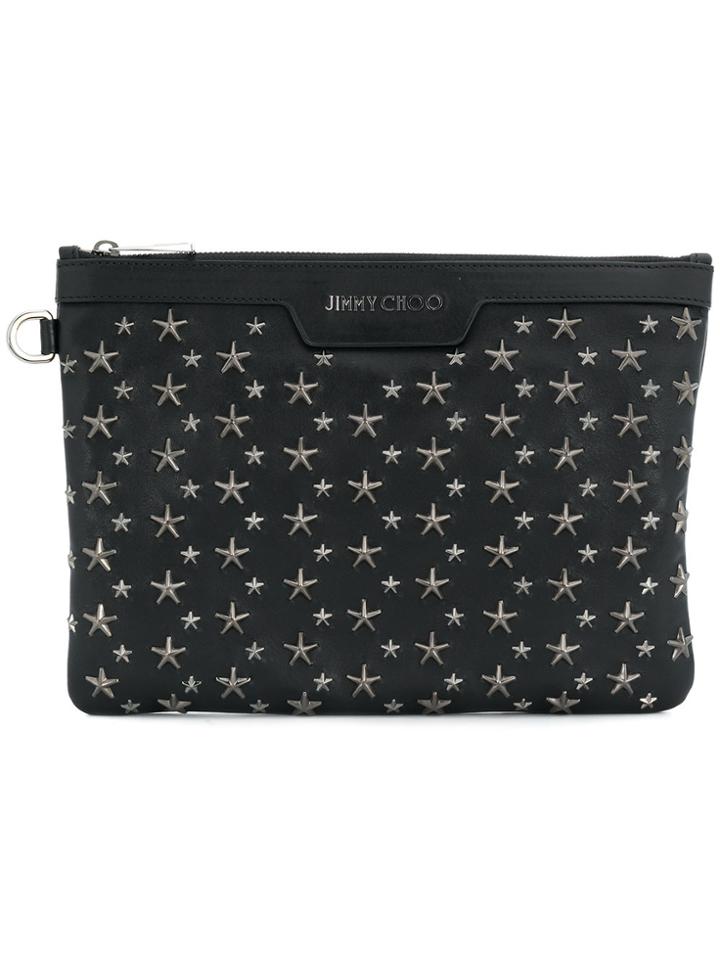 Jimmy Choo Derek Star Embellished Pouch - Black