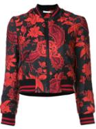 Alice+olivia Jacquard Cropped Jacket, Women's, Size: Large, Black, Nylon/polyester/spandex/elastane/wool