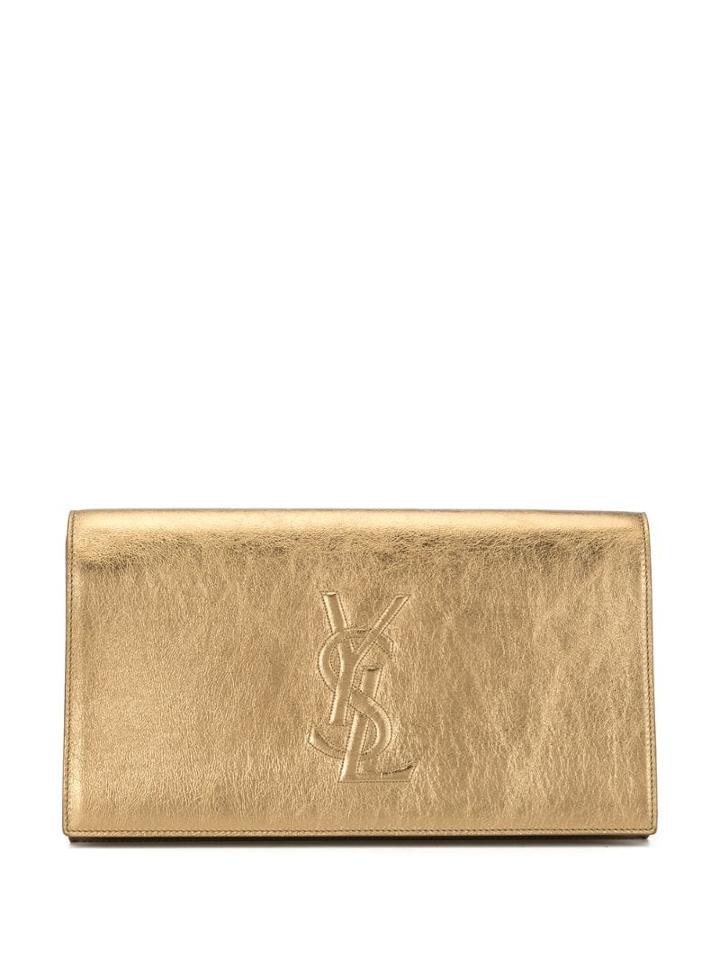Yves Saint Laurent Pre-owned Logo Party Clutch - Gold
