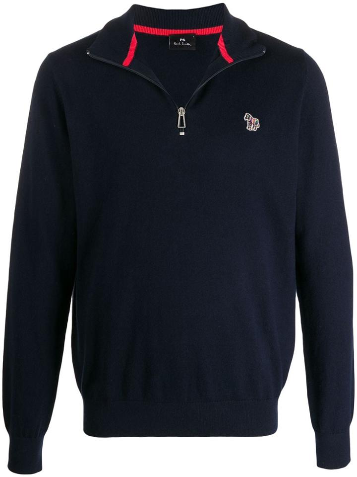 Ps Paul Smith Half-zip Jumper - Blue