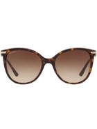 Bulgari Tortoiseshell Oversized Round Frame Sunglasses - Brown