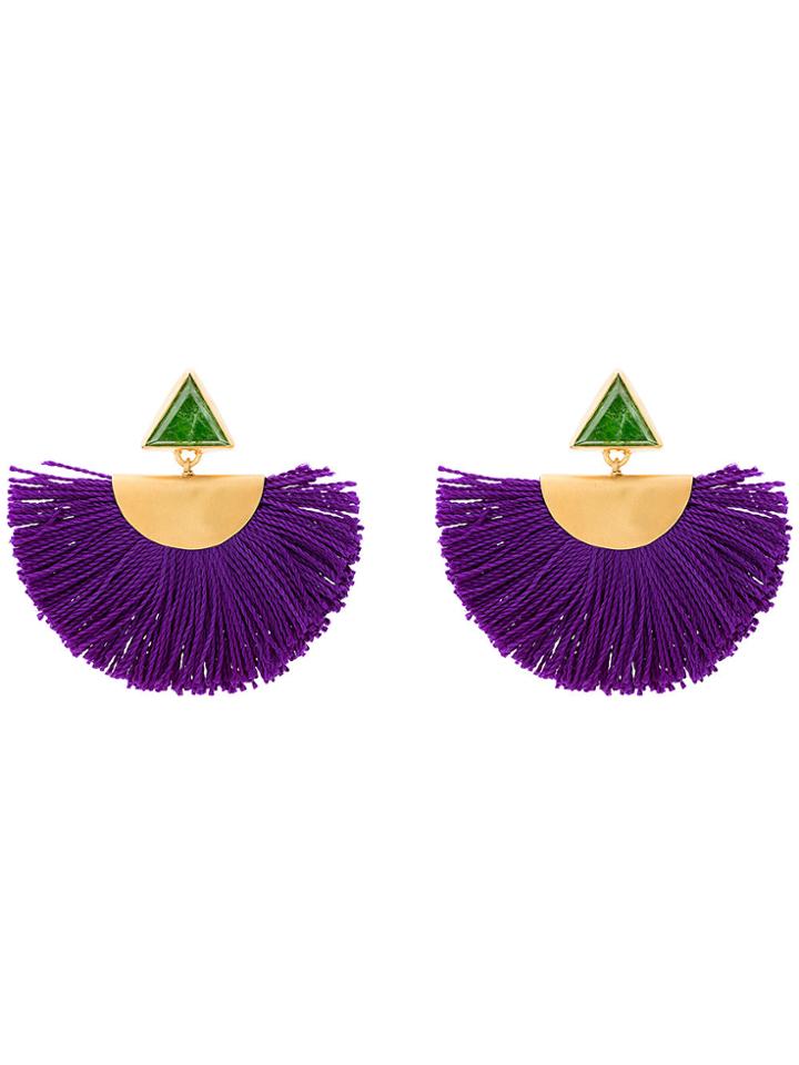 Katerina Makriyianni Mini Fan Earrings - Pink & Purple