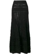 Laneus Long Embroidered Skirt - Black