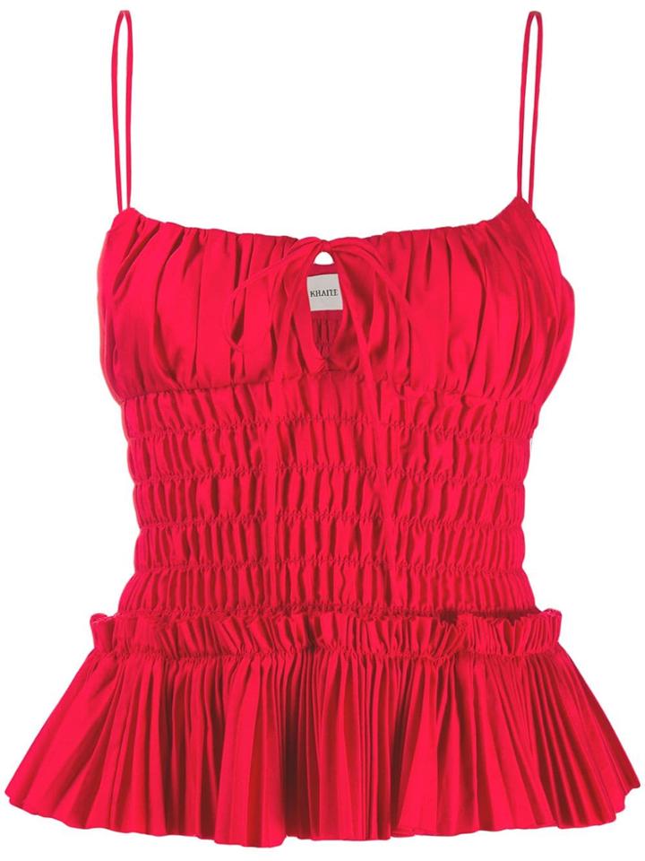 Khaite Ruched Cami Top - Red