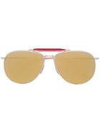 Thom Browne Eyewear Gold Aviators With Mirrored Lens - Metallic