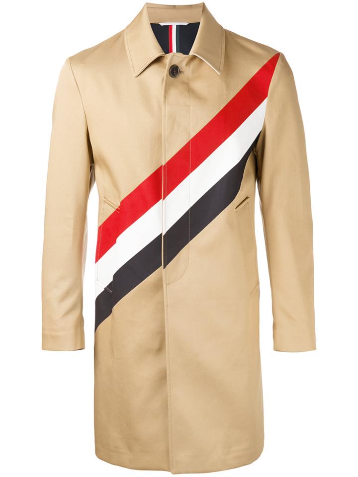 Thom Browne Diagonal Stripe Coat - Nude & Neutrals