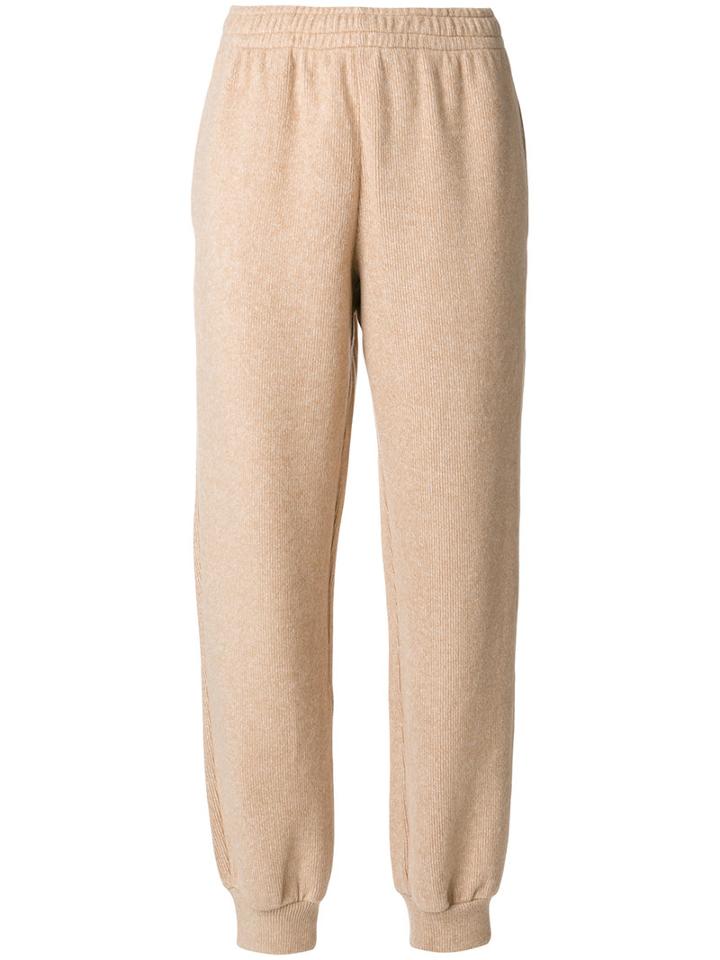See By Chloé - Textured Track Pants - Women - Cotton/polyester - M, Nude/neutrals, Cotton/polyester