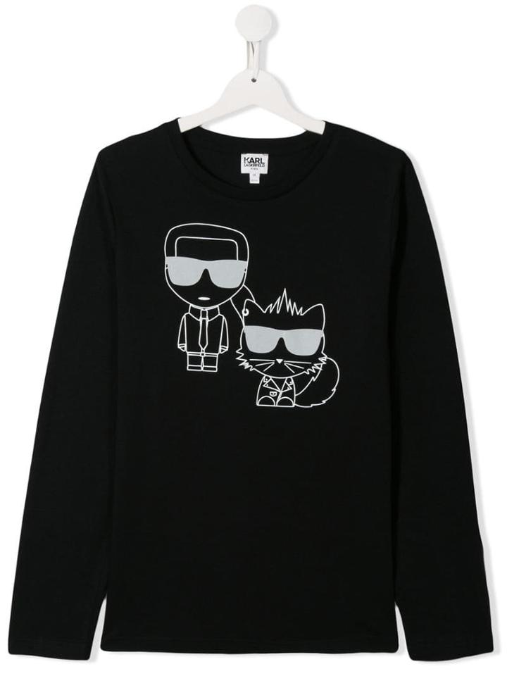 Karl Lagerfeld Kids Teen Karl Print Long-sleeve Top - Black