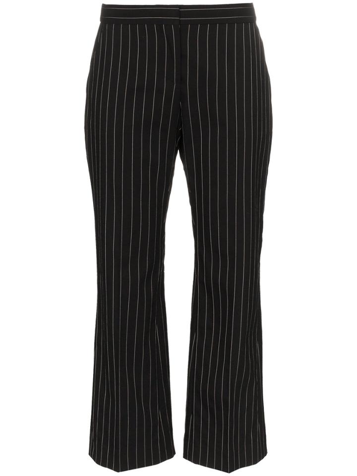 Alexander Mcqueen Flared Pinstripe Cropped Trousers - Black
