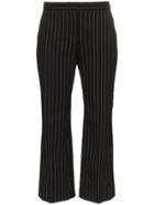 Alexander Mcqueen Flared Pinstripe Cropped Trousers - Black