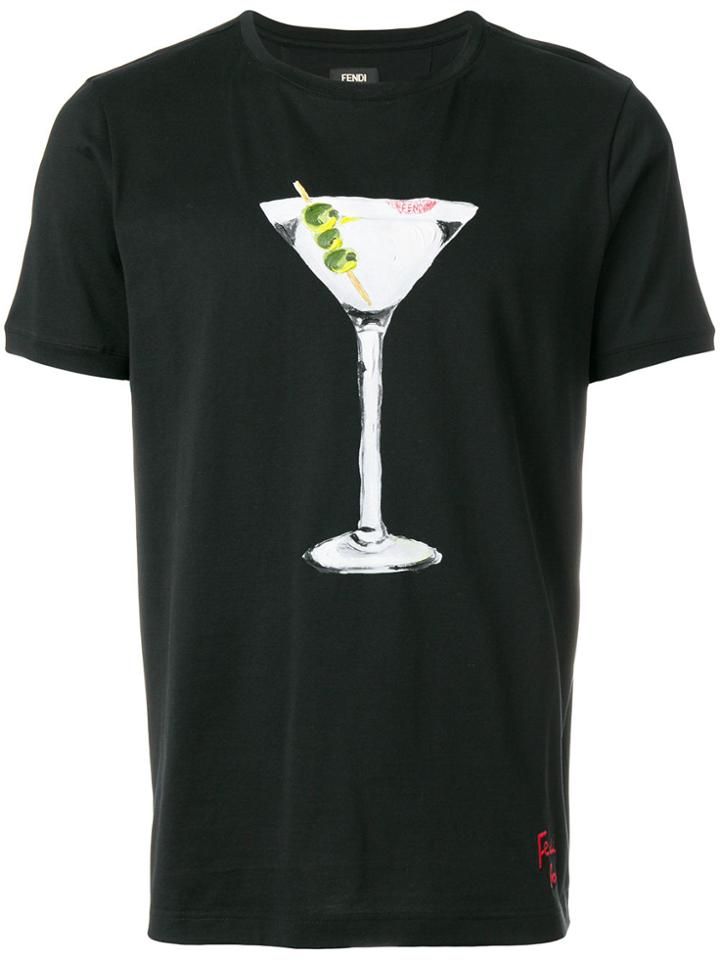 Fendi Martini Printed T-shirt - Black