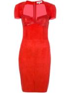 Jitrois Panelled Sweetheart Neck Dress, Women's, Size: 38, Red, Lamb Skin/cotton/spandex/elastane