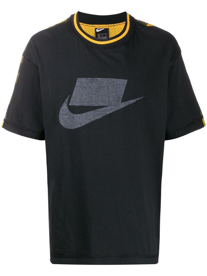 Nike Check-print Back Logo T-shirt - Black