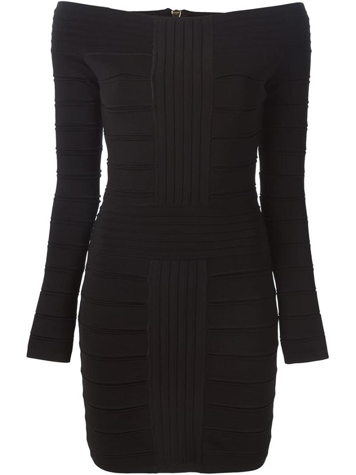 Balmain Bardot Dress, Women's, Size: 38, Black, Viscose/polyamide/spandex/elastane