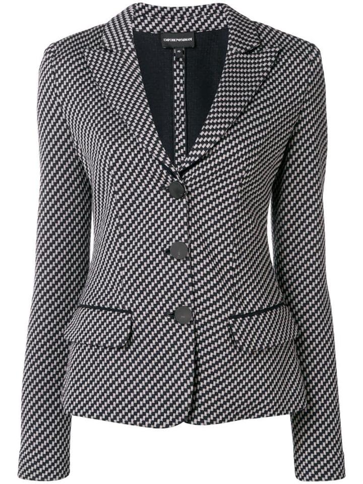 Emporio Armani Geometric Single-breasted Blazer - Blue