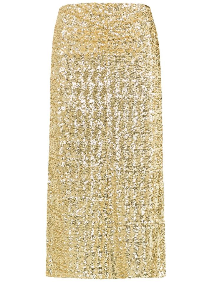 Nk Midi Skirt With Metallic Embellishments - Yellow & Orange