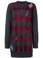 Alexander Wang Arygle Sweater Dress With Sheer Diamonds, Women's, Size: Xs, Grey, Nylon/rayon/merino