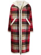 Forte Dei Marmi Couture Teddy Hooded Tartan Coat - Red