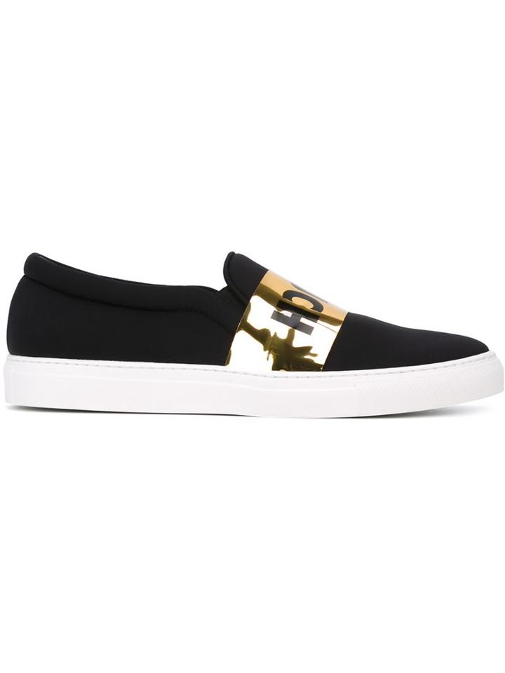 Joshua Sanders Don T Touch Print Slip-on Sneakers, Men's, Size: 40, Black, Polyester/leather/rubber