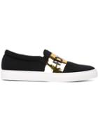 Joshua Sanders Don T Touch Print Slip-on Sneakers, Men's, Size: 40, Black, Polyester/leather/rubber