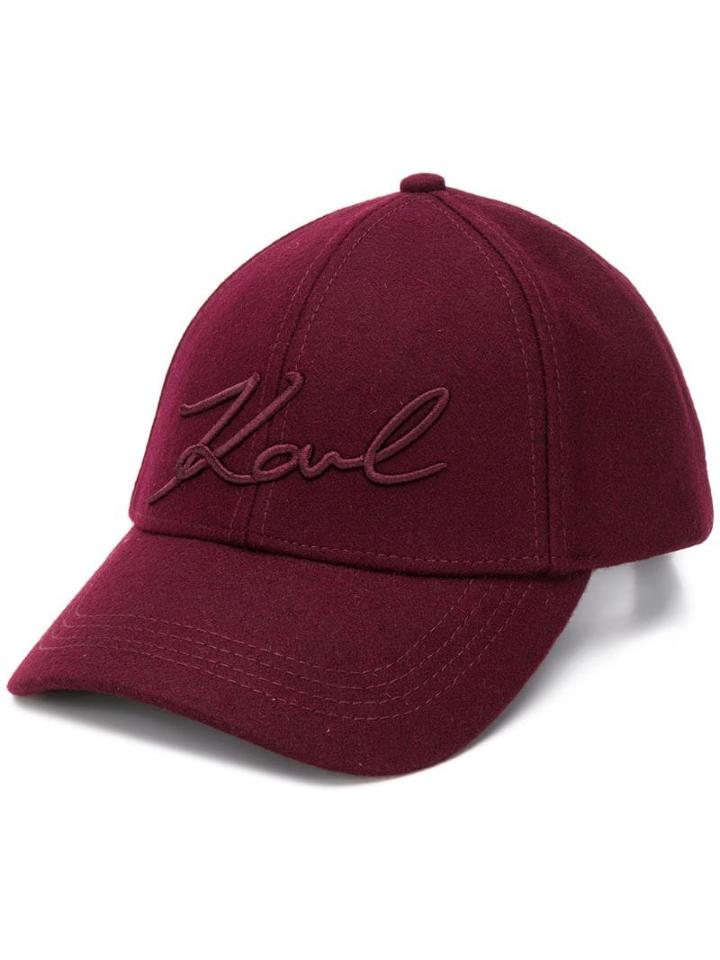 Karl Lagerfeld Signature Felt Cap - Red