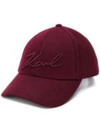 Karl Lagerfeld Signature Felt Cap - Red