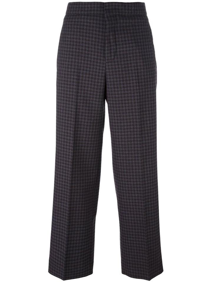 Incotex Checked Wide-leg Trousers, Women's, Size: 42, Brown, Wool