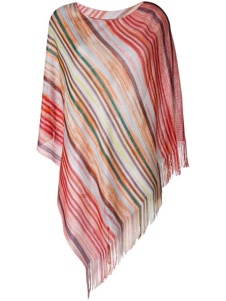 M Missoni Asymmetric Poncho, Women's, Red, Viscose/metallized Polyester/nylon