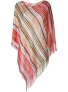 M Missoni Asymmetric Poncho, Women's, Red, Viscose/metallized Polyester/nylon