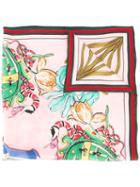 Gucci Letter Printed Scarf, Women's, Green, Silk