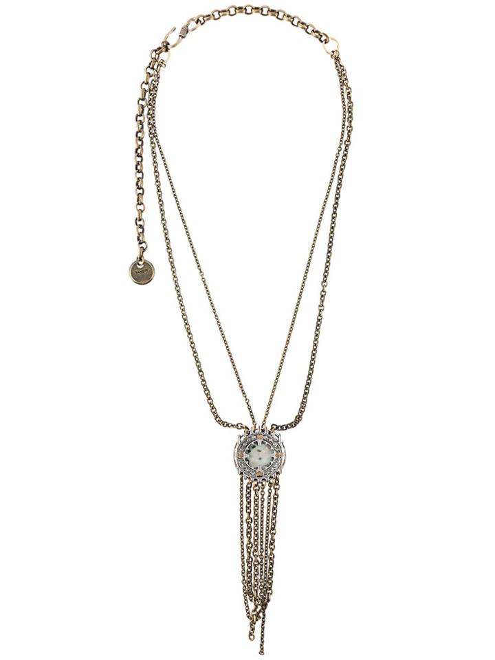 Lanvin Hanging Stone Detail Necklace - Metallic