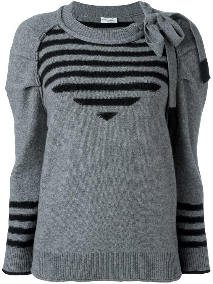 Sonia Rykiel Striped Jumper, Women's, Size: Medium, Grey, Cashmere/virgin Wool