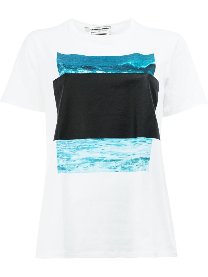Anrealage Ar Marker List T-shirt, Women's, Size: 40, Blue, Cotton