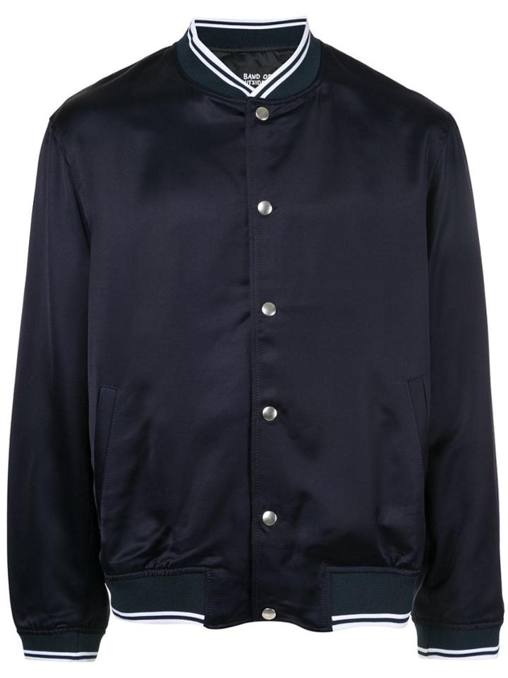 Band Of Outsiders Embroidered Logo Bomber Jacket - Blue